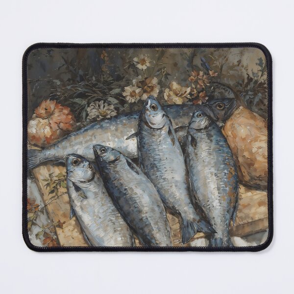 Item preview, Vintage Fish and Bread Still Life - Rustic Kitchen Oil Painting designed and sold by Sergey Sedunov.