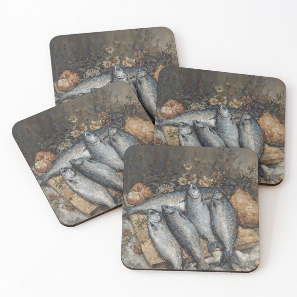 Item preview, Vintage Fish and Bread Still Life - Rustic Kitchen Oil Painting designed and sold by Sergey Sedunov.