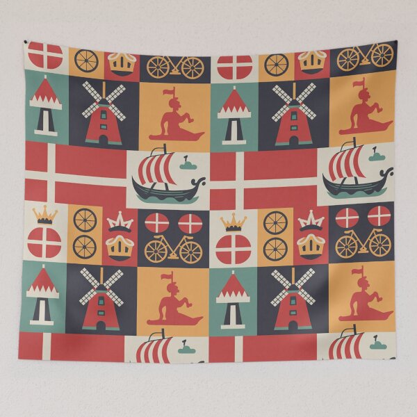 Item preview, Danish Icons Seamless Pattern designed and sold by Midnight Veil Designs.
