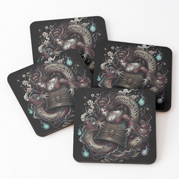 Item preview, Kiyohime Snake Demon Temple Bell Yokai Japanese Horror Tattoo Art designed and sold by UltimateJapan.