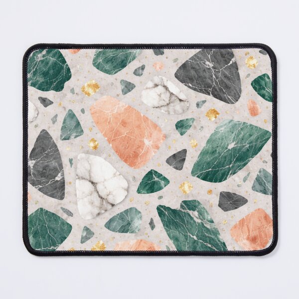 Item preview, Elegant Grey Terrazzo Mosaic with Peach and Charcoal Stone designed and sold by OpenDreamArts.