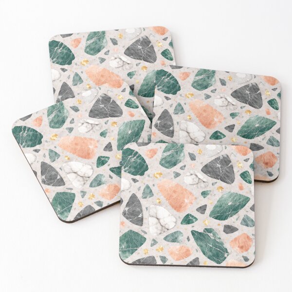 Item preview, Elegant Grey Terrazzo Mosaic with Peach and Charcoal Stone designed and sold by OpenDreamArts.