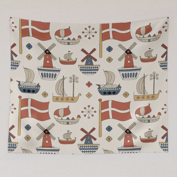 Item preview, Danish Icons & Viking Ships Seamless Pattern designed and sold by Midnight Veil Designs.