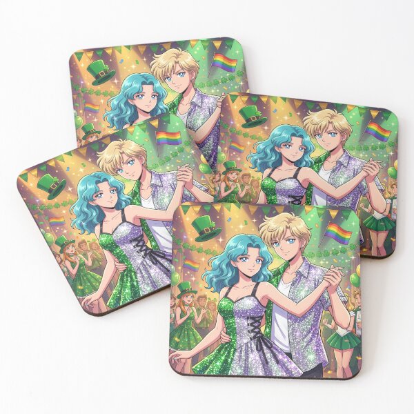 Item preview, Sailor Neptune and Sailor Uranus celebrate St. Patrick's Day designed and sold by Solace Sparkles.