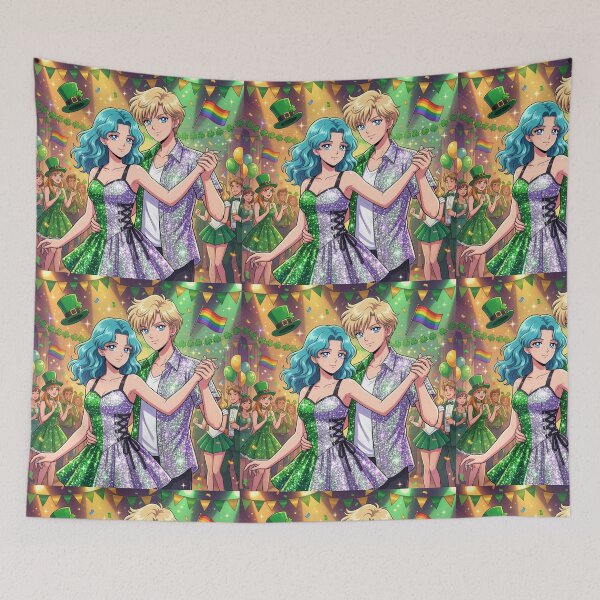 Item preview, Sailor Neptune and Sailor Uranus celebrate St. Patrick's Day designed and sold by Solace Sparkles.