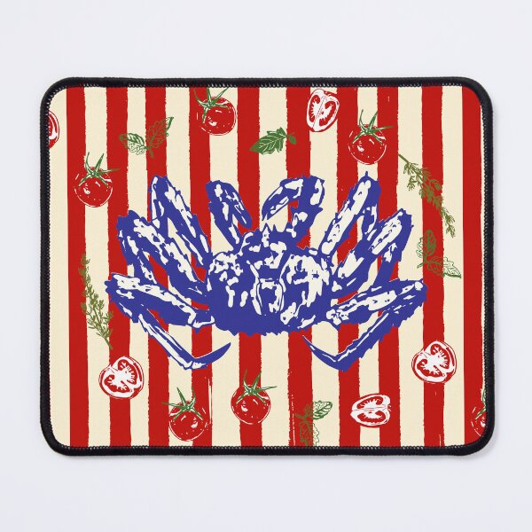 Item preview, Retro King Crab and Tomato Coastal Stripe Illustration designed and sold by MaiZephyr.