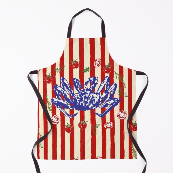 Item preview, Retro King Crab and Tomato Coastal Stripe Illustration designed and sold by MaiZephyr.