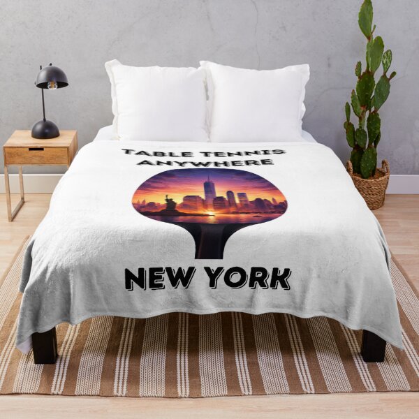 Item preview, New York Table Tennis Anywhere - Manhattan Skyline Sunset Retro Ping Pong T-Shirt designed and sold by OhMyPingCo.