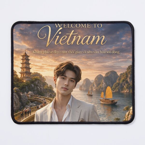 Item preview, Welcome to Vietnam – Luxury Travel Poster | Ha Long Bay Scenic View & Elegant Lifestyle Illustration designed and sold by Inkora-Art.