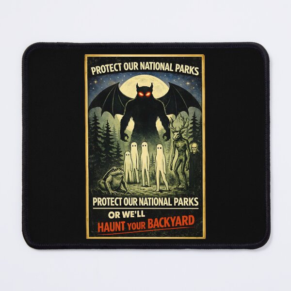 Item preview, Vintage Protect Our National Parks or We'll Haunt Your Backyard Funny mothman designed and sold by gear-posters.