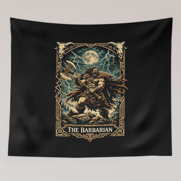 Item preview, The Barbarian Tarot Card Fantasy Tabletop RPG Art designed and sold by Fenay Designs.