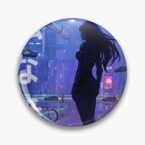 Item preview, Lone Guardian — 孤独な番人 Cyberpunk City Rain Japanese Art Print designed and sold by Timelyrelic.