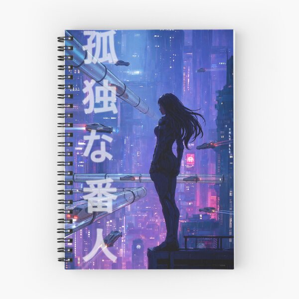 Item preview, Lone Guardian — 孤独な番人 Cyberpunk City Rain Japanese Art Print designed and sold by Timelyrelic.