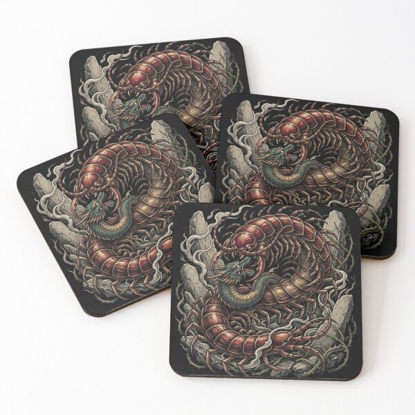 Item preview, Omukade Giant Centipede vs Dragon Japanese Yokai Tattoo Art designed and sold by UltimateJapan.