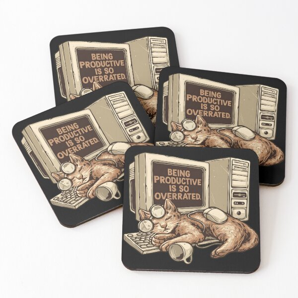 Item preview, Being Productive Is So Overrated Funny Sleeping Cat Retro PC designed and sold by haitrieuic96.