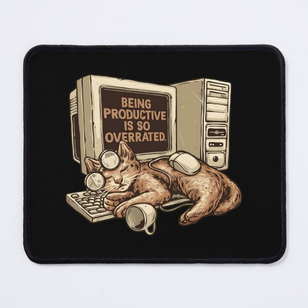 Item preview, Being Productive Is So Overrated Funny Sleeping Cat Retro PC designed and sold by haitrieuic96.