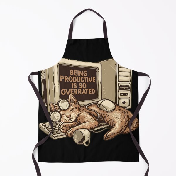 Item preview, Being Productive Is So Overrated Funny Sleeping Cat Retro PC designed and sold by haitrieuic96.