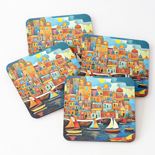 Item preview, Sailboats by the town designed and sold by George Hutton Hunter.