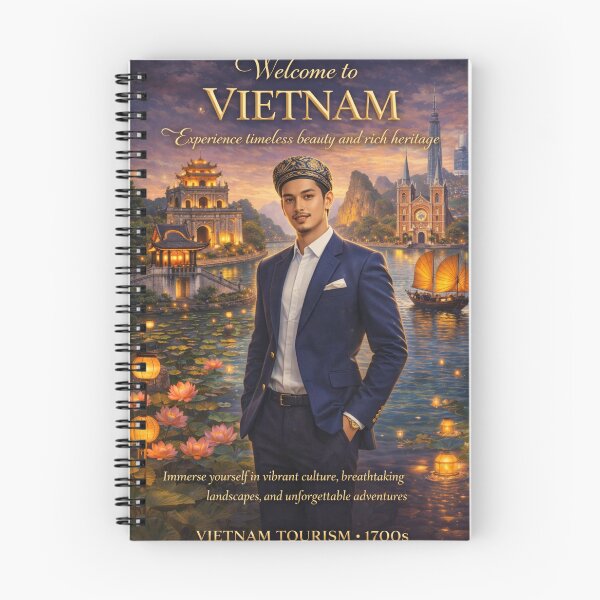 Item preview, Welcome to Vietnam – Cultural & Luxury Travel Poster | Hanoi Heritage, Lotus & Scenic Landscape Illustration designed and sold by Inkora-Art.