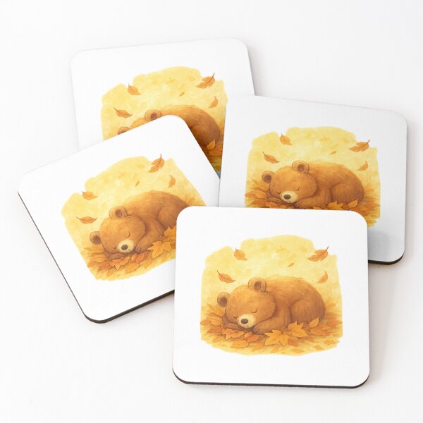 Item preview, Sleepy Cottagecore Bear in Fall Leaves designed and sold by Snacky Paws.
