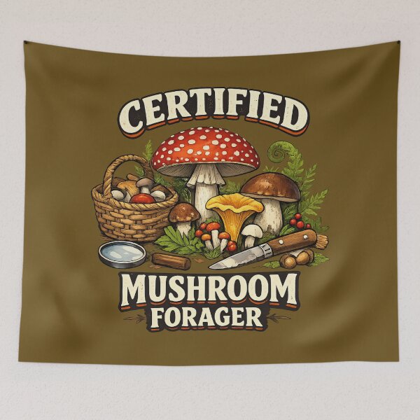 Item preview, Certified Mushroom Forager - Vintage Mycology Botanical Design designed and sold by Duellator.