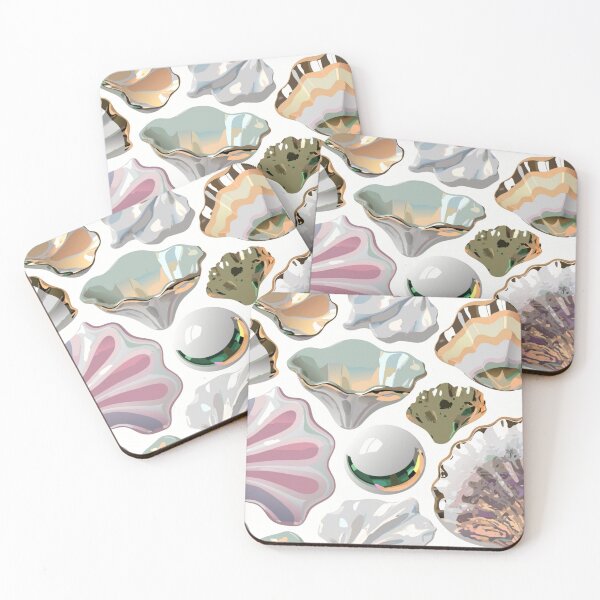 Item preview, A collection of colorful seashells and pearls on a white background designed and sold by Creative88Art.