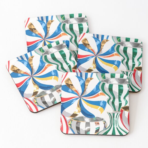 Item preview, A colorful arrangement of striped vases and swirly designs designed and sold by Creative88Art.