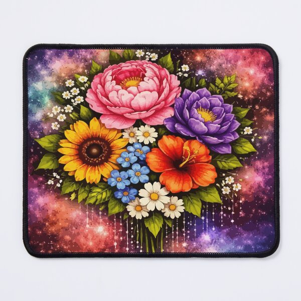 Item preview, Cosmic Flower Bouquet – Vibrant Botanical Art designed and sold by RidaSalArt.