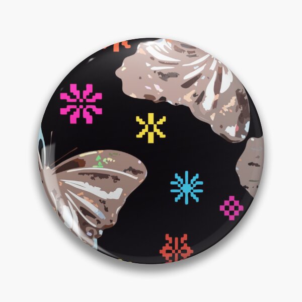 Item preview, A colorful pattern of butterflies and flowers on a black background designed and sold by Creative88Art.
