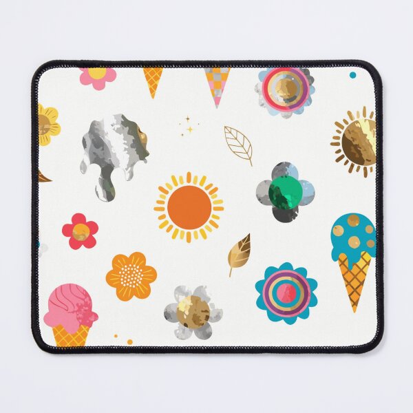 Item preview, A colorful illustration of ice cream cones and flowers on a white background designed and sold by Creative88Art.