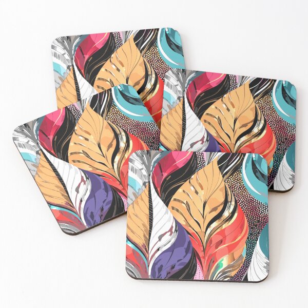 Item preview, A vibrant and colorful illustration of feathers in various patterns and textures designed and sold by Creative88Art.