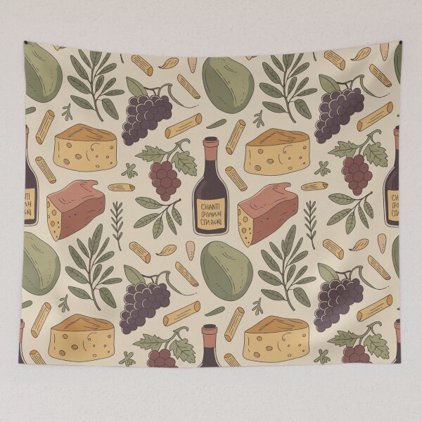 Item preview, Italian Antipasti & Wine Seamless Pattern designed and sold by Midnight Veil Designs.