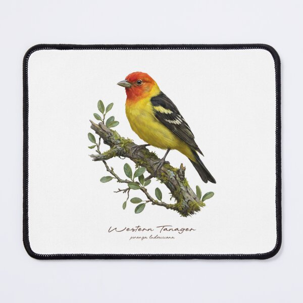 Item preview, Western Tanager on Mossy Tree Branch designed and sold by Takeda-art.