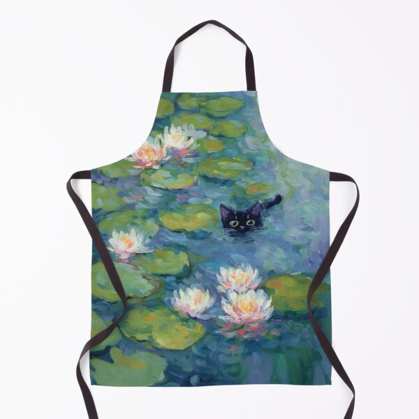 Item preview, Impressionist Water Lily Pond Black Cat Monet Style Painting Aesthetic designed and sold by UtArt.