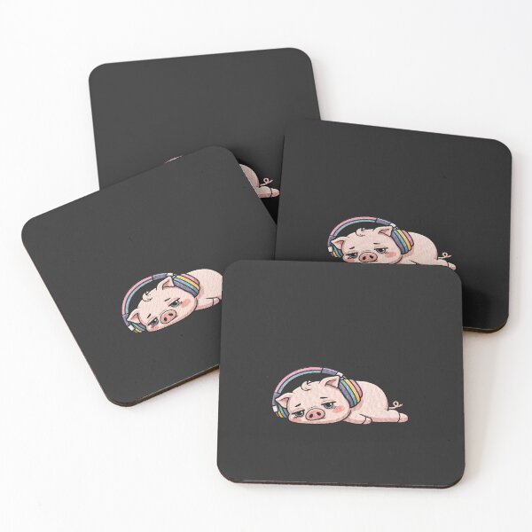 Item preview, Kawaii Lazy Pig Embroidery Design, Cute Pink Anime Tired Pig designed and sold by ColorSplash123.