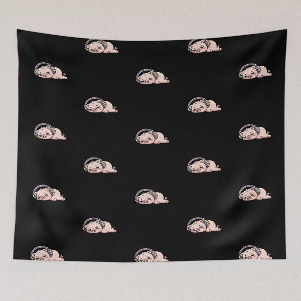 Item preview, Kawaii Lazy Pig Embroidery Design, Cute Pink Anime Tired Pig designed and sold by ColorSplash123.