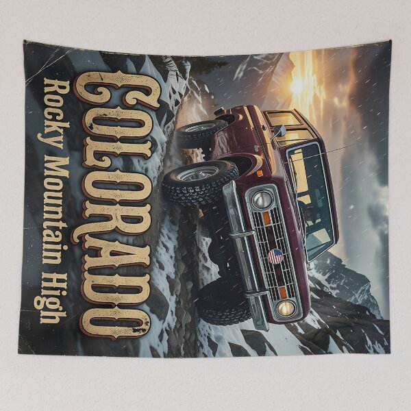 Item preview, Colorado Rocky Mountain High Retro Offroad Car Poster designed and sold by BorgSpareParts.