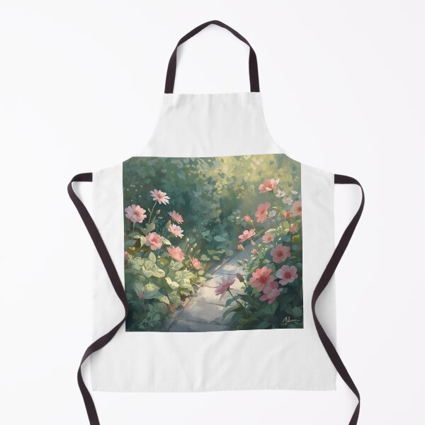 Item preview, Sunlit Garden Path with Pink Flowers designed and sold by TinyWarmThing.