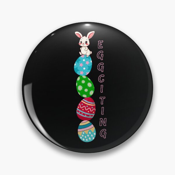 Item preview, Cute Easter Bunny With Colorful Eggs | “EGGCITING” Vertical Design designed and sold by OmCollections.
