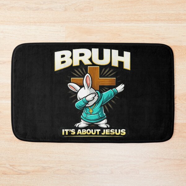 Item preview, Bruh It’s About Jesus Funny Easter Christian Bunny Dabbing Faith Design designed and sold by Daisy Grimes.