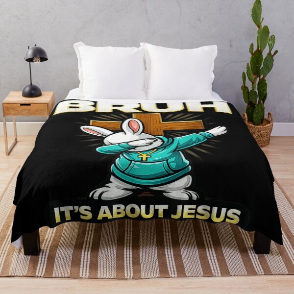 Item preview, Bruh It’s About Jesus Funny Easter Christian Bunny Dabbing Faith Design designed and sold by Daisy Grimes.