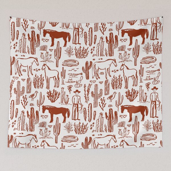 Item preview, Western Desert Pattern Cowboy Horses Cactus Southwest Ranch designed and sold by trajeado14.