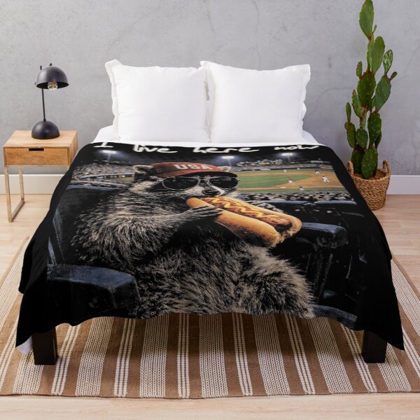 Item preview, Funny Raccoon Eating Hotdog Baseball Fan USA Sports Humor Design designed and sold by Daisy Grimes.