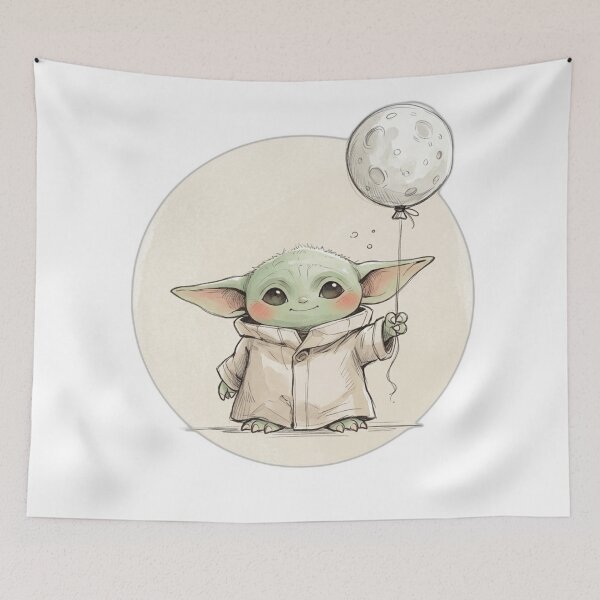Item preview, BABY YODA WITH MOON BALLOON designed and sold by LIS AND MELIVERSO.