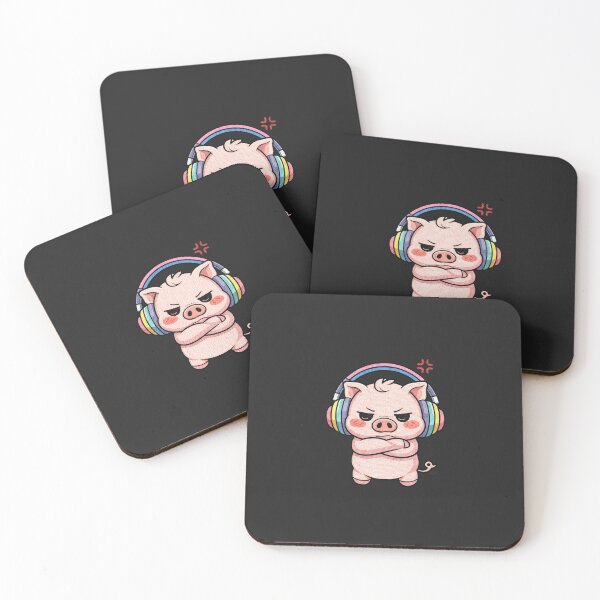 Item preview, Kawaii Angry Pig Embroidery Design, Cute Pink Anime Attitude Pig designed and sold by ColorSplash123.