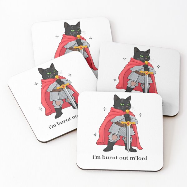 Item preview, I’m Burnt Out M’lord Funny Black Cat Knight designed and sold by krystalRomanart.