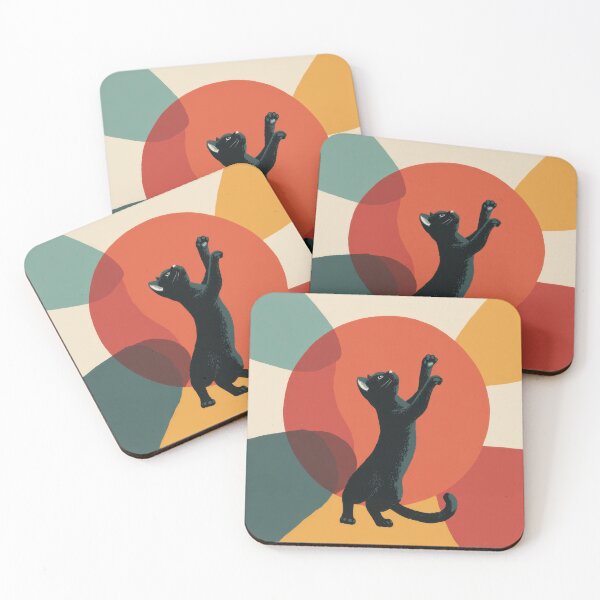 Item preview, Black cat plays in abstract colors designed and sold by anytka.