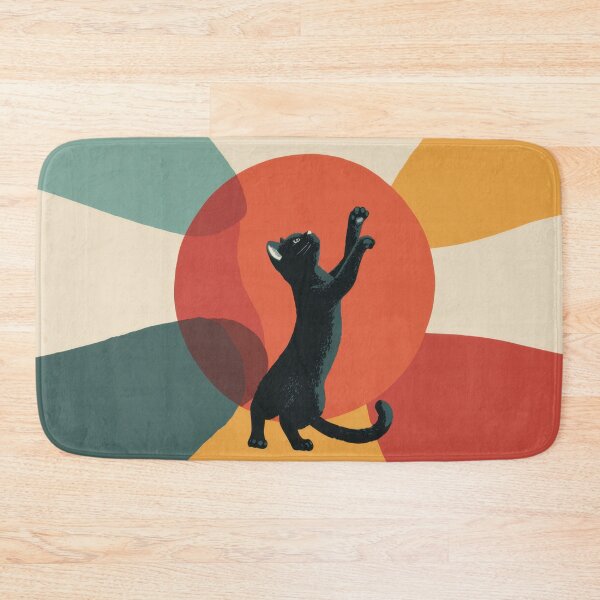 Item preview, Black cat plays in abstract colors designed and sold by anytka.