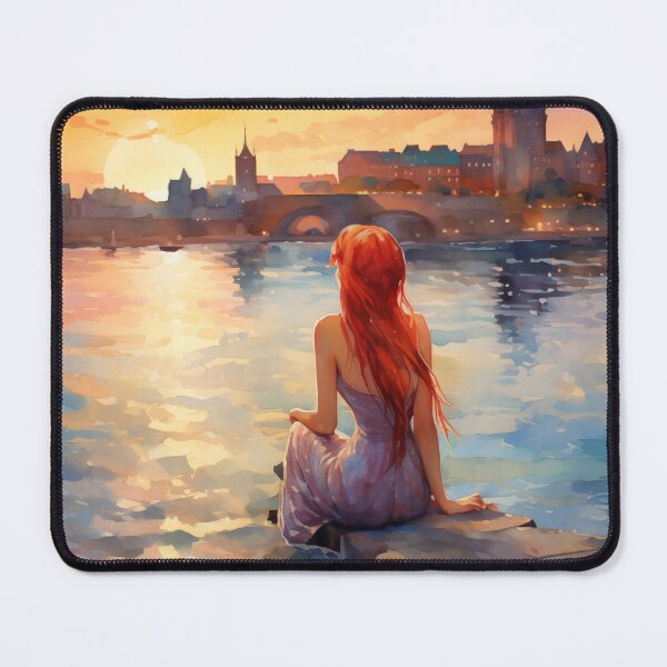 Item preview, Serene Sunset Mermaid - Fantasy Watercolor Art Print designed and sold by Anuchartl.