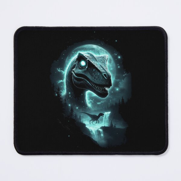 Item preview, Glowing Velociraptor Moonlit Forest Dinosaur Art designed and sold by Syrupulse.